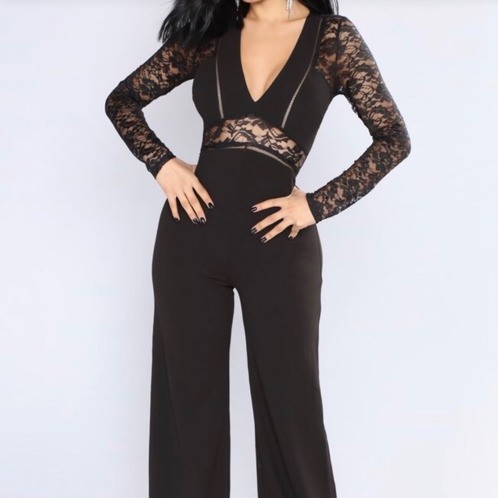 Black Bell bottom laced jumpsuit